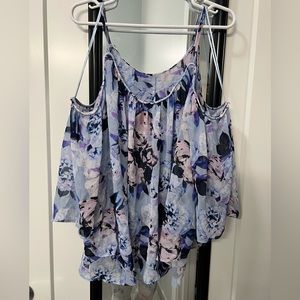 Pastel Floral Cold Shoulder Blouse